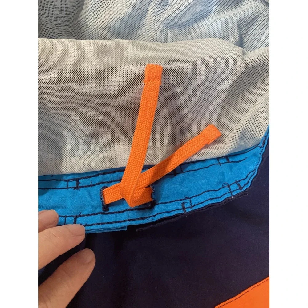 Ocean Pacific OP Swim Trunks Shorts Boys L 10-12 Blue Orange Colorblock Surfing